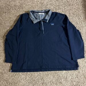 L.L. Bean Vintage Women’s Blue Fleece Pullover Half Button Long Sleeve Sz 3X